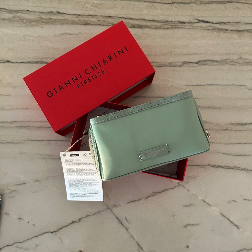 NWT GIANNI CHIARINI Crossbody Clutch Purse/Wallet - Sage Green